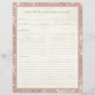 Antikes Sonnenblumen-Toile-Rosé-Rezept-Papierblatt