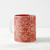 Antikes Spitzen Mandala Geometrisches Muster Zweifarbige Tasse (Vorderseite Links)