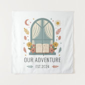 Antikes Spitzenfenster mit zartem Blumenmuster Wandteppich (Vorderseite)