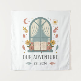 Antikes Spitzenfenster mit zartem Blumenmuster Wandteppich