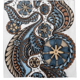 Antikes Spitzentangle-Blumen-Duschvorhang - Mo Duschvorhang