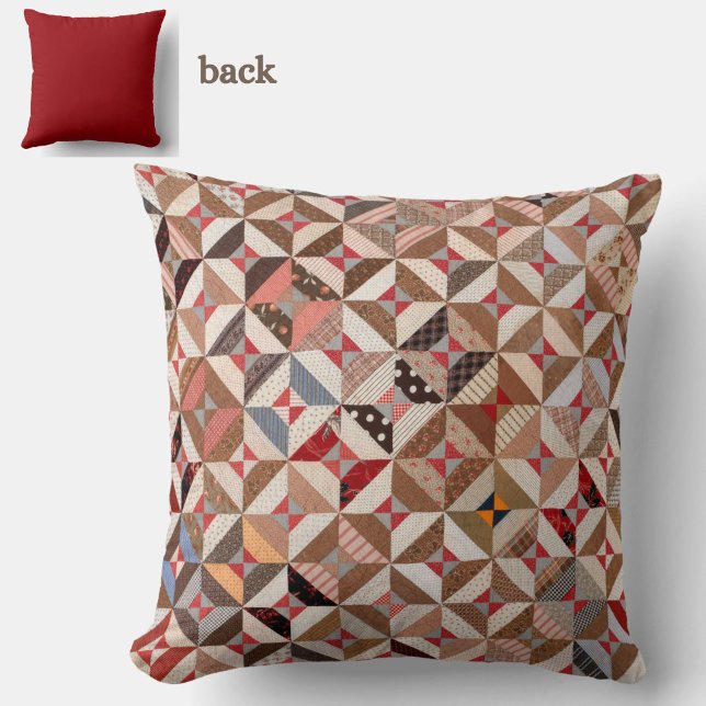 Antikes Spool-Mustermuster Quilt Reversible Kissen (Add rustic elegance to your home with this vintage patchwork quilt pattern throw pillow.)