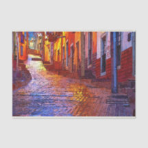 Antikes Stadtpflaster-Decoupage-Seidenpapier