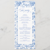 Antikes Staubblau Toile Rosen Hochzeitsprogramm Programm (Rückseite)