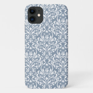 Antikes staubblaues und weißes florales Damastmust Case-Mate iPhone Hülle