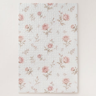 Antikes Staubiges Rosa Rosen Blumenmuster Puzzle