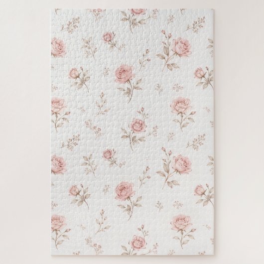 Antikes Staubiges Rosa Rosen Blumenmuster Puzzle (Vertikal)