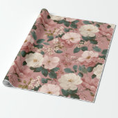 Antikes Staubrose-Crem-Blumenmuster Geschenkpapier (Ungerollt)