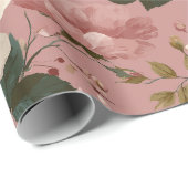 Antikes Staubrose-Crem-Blumenmuster Geschenkpapier (Rolleneckpunkt)