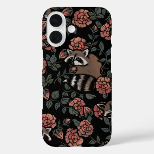 Antikes Staubrose-Waschbären-Muster iPhone 16 Hülle