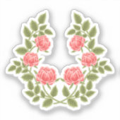 Antikes Staubrosen-Blumenmuster - Romantisch Aufkleber (Vorderseite)