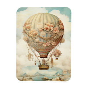 Antikes Steampunk-Blumenmuster-blaues Heißluftball Magnet