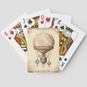 Antikes Steampunk Blumiges Heißluftballon Spielkarten