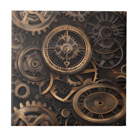 Antikes Steampunk-Keramikfliese Fliese (Vorderseite)
