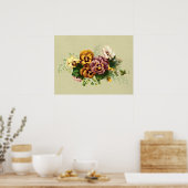 Antikes Stiefmütterchen Gemaltes Bouquet Poster (Küche)