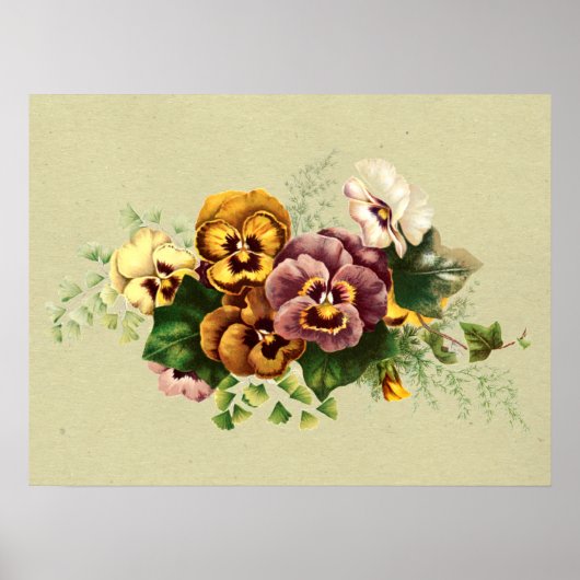 Antikes Stiefmütterchen Gemaltes Bouquet Poster (Vorne)