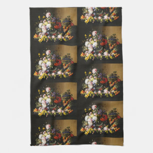 Antikes Stillleben mit Blumen und Früchten von Sev Geschirrtuch