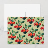 Antikes Süßkirsche Frucht Wallpaper Muster Postkarte (Vorne/Hinten)
