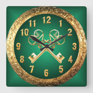 Antikes Symbol ~ Viele Bedeutungen ~ Überkreuzte T Quadratische Wanduhr