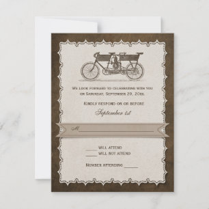 Antikes Tandem-Fahrrad aus dem 19. Jahrhundert Hoc RSVP Karte