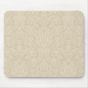 Antikes Tapetenmuster Beige Blumen Elegantes Damas Mousepad