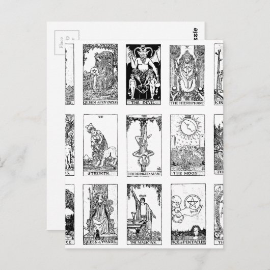 antikes Tarot Postkarte (Vorne/Hinten)