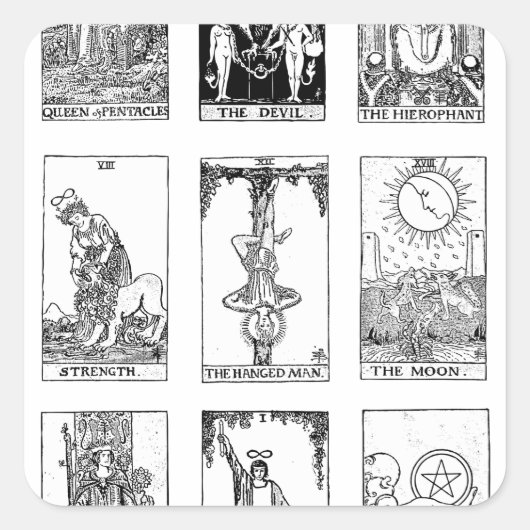 antikes Tarot Quadratischer Aufkleber (Vorderseite)
