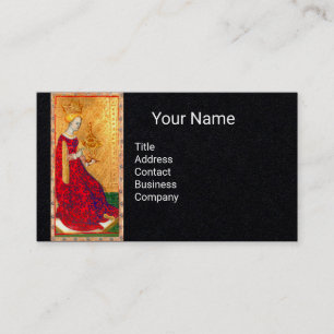 ANTIKES TAROT QUEEN OF CUPS Schwarzes Papier Visitenkarte