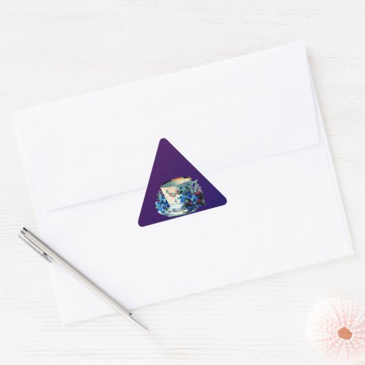 Antikes Teacup Dreieckiger Aufkleber (Umschlag)