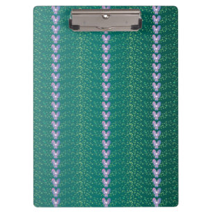 Antikes Teal-Blumen-Veilchen-Tapetenmuster Klemmbrett