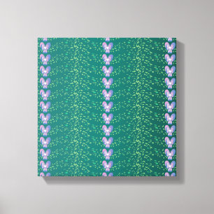 Antikes Teal-Blumen-Veilchen-Tapetenmuster Leinwanddruck