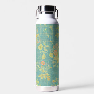 Antikes teal Blumenmuster mit distressed-Effekt zu Trinkflasche