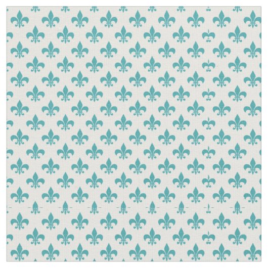 Antikes Teal-Fleur-de-lis-Muster Stoff (Nahaufnahme)