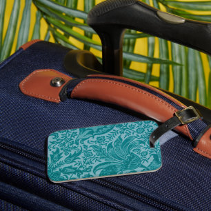 Antikes Teal Grün Floral Botanisch Gepäckanhänger