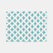 Antikes Teal-Lilienmuster Fleecedecke (Vorderseite (Horizontal))
