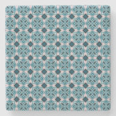 Antikes Teal-Ornament-Fliesenmuster Steinuntersetzer (Vorderseite)