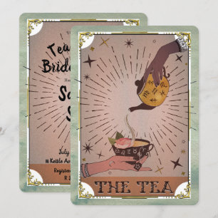 Antikes Teetassen-Tarot-Hexenkessel-Brautabschieds Einladung