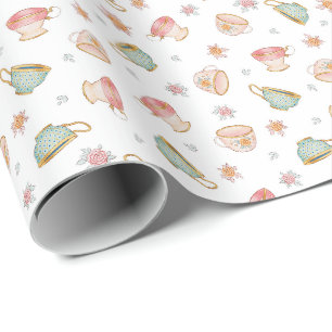 Antikes Teetassen (Weiß) Muster – Geschenkpapier