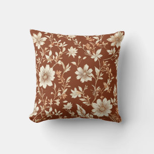 Antikes Terrakotta-Nahtloses Boho-Blumenmuster Kissen