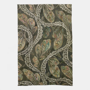 Antikes Textil-Pfauen-Spitzenmuster aus den 1930er Geschirrtuch