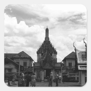 Antikes Thailand Bangkok Wat Phra Kaew Touristen Quadratischer Aufkleber
