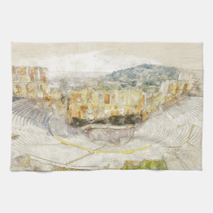 Antikes Theater in Athen, Griechenland Geschirrtuch