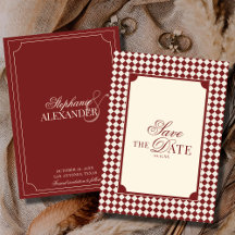 Antikes Tiefrotes Kariertes Old Money Hochzeit