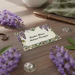 Antikes Tiffany-Stil Wisteria Buntglas Visitenkarte