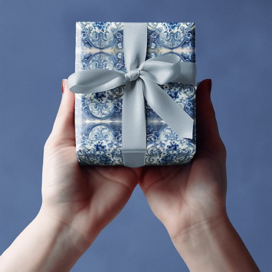 Antikes Tile in Delft Blue Geschenkpapier Set