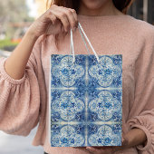 Antikes Tile in Delft Blue Mittlere Geschenktüte