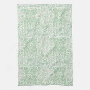 Antikes Toile mit klassischen Figuren in Salbei Geschirrtuch