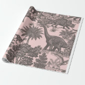 Antikes Toile-Muster mit Dinosauriern Geschenkpapier (Ungerollt)