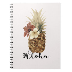 Antikes Tropisches Ananas Hibiskus Florales Aloha Notizblock
