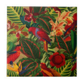 Antikes tropisches Parrox-Dschungelmuster Fliese (Vorderseite)